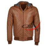 Brown Quilted Bomber Jacket