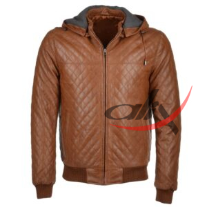 Brown Quilted Bomber Jacket