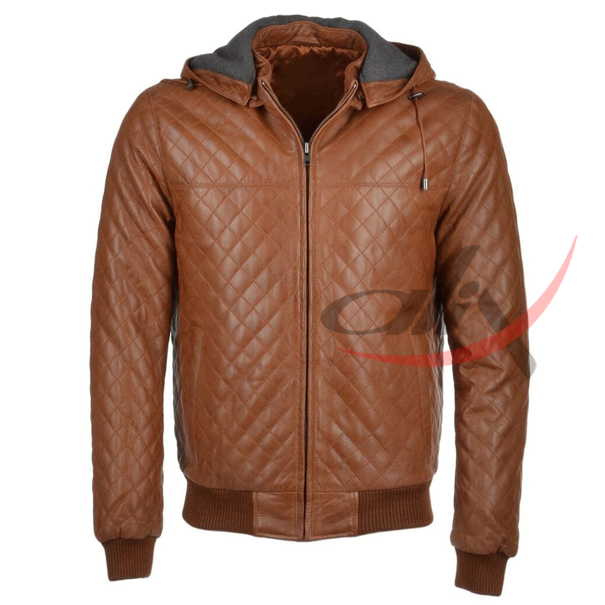 Brown Quilted Bomber Jacket