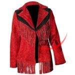 Women's Western Jacket Red Suede