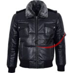 Leather Bomber Jacket Fur Collar