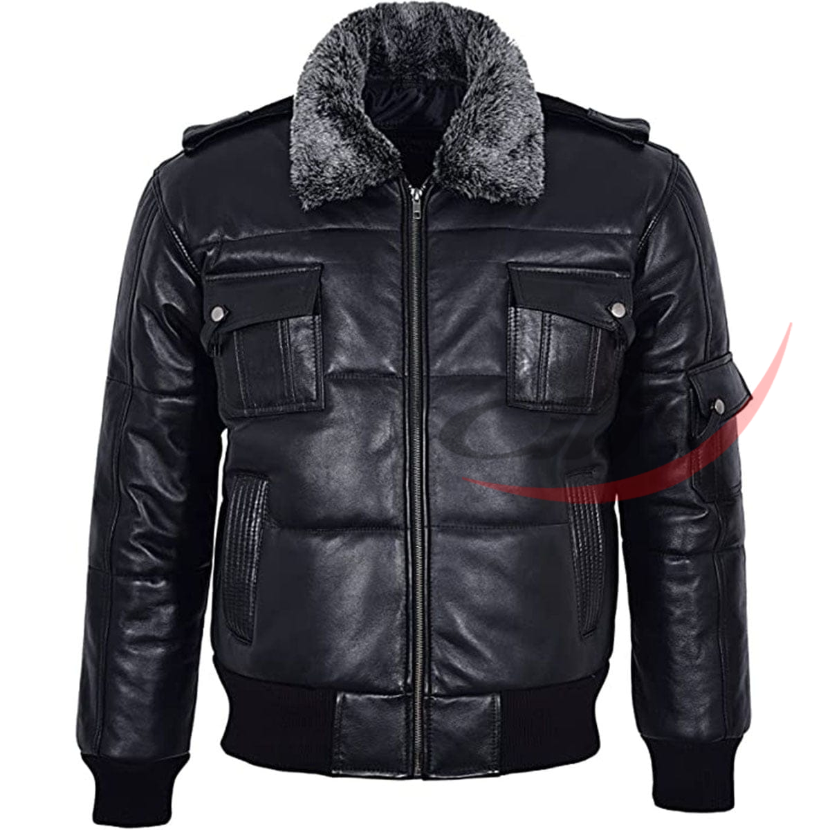 Leather Bomber Jacket Fur Collar