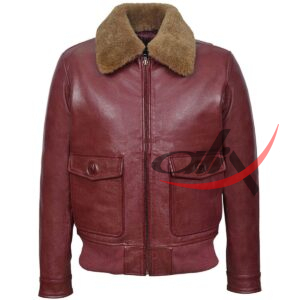 Ginger Fur Collar Leather Jacket