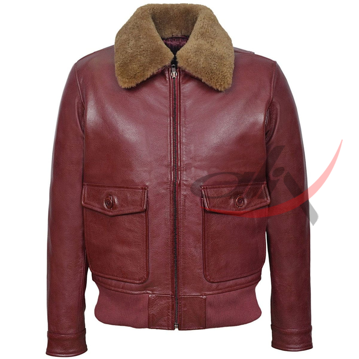 Ginger Fur Collar Leather Jacket