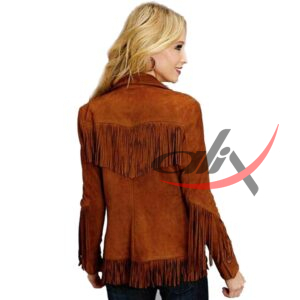 Women's Western Jacket Dark Brown Suede - Image 2