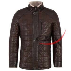 Leather Quilted Jacket Faux Fur Collar Coat