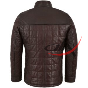 Leather Quilted Jacket Faux Fur Collar Coat - Image 2