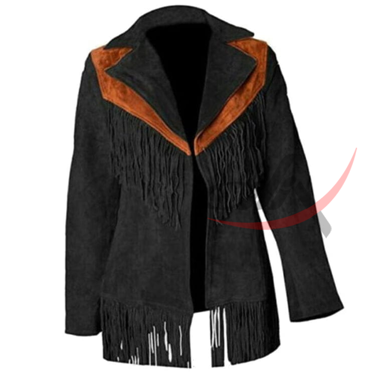 Women's Western Jacket Black Suede