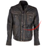 Real Leather Seven Pocket Black Biker Jacket
