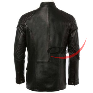 Cafe Racer Coat Long Hip Length Leather Jacket - Image 2