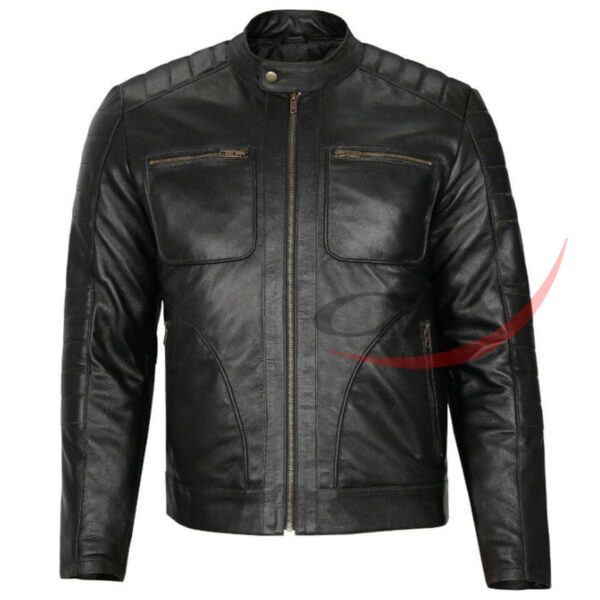 26 (1) Classic Biker Real Leather Jacket Black