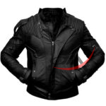 Men's Biker Leather Jacket Short Collar Black