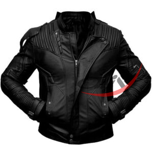 Men's Biker Leather Jacket Short Collar Black