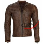 Brown Cafe Racer Leather Jacket