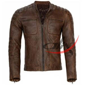 Brown Cafe Racer Leather Jacket