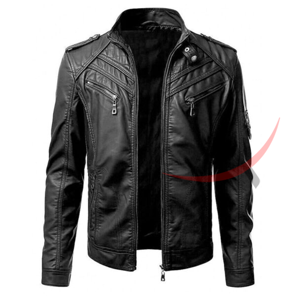 33 (1) Black Slim Fit Biker Real Leather Jacket