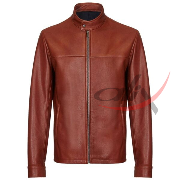 34 (1) Biker Cafe Racer Jacket Dark Brown Plain Leather