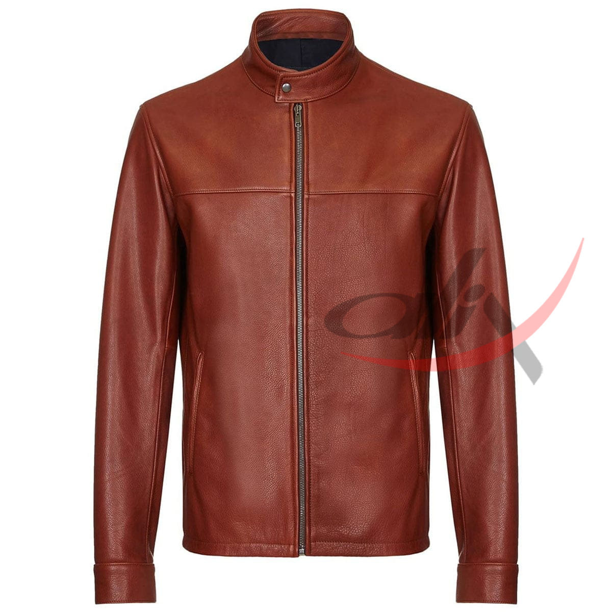 Biker Cafe Racer Jacket Dark Brown Plain Leather