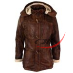 Leather Duffle Coat Detachable Hood