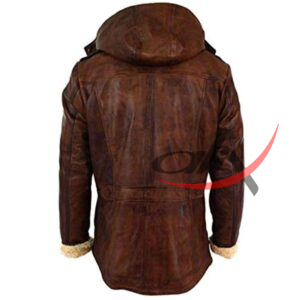Leather Duffle Coat Detachable Hood - Image 2