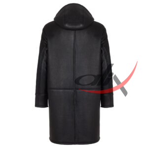 Real Leather Hooded Coat Long - Image 2