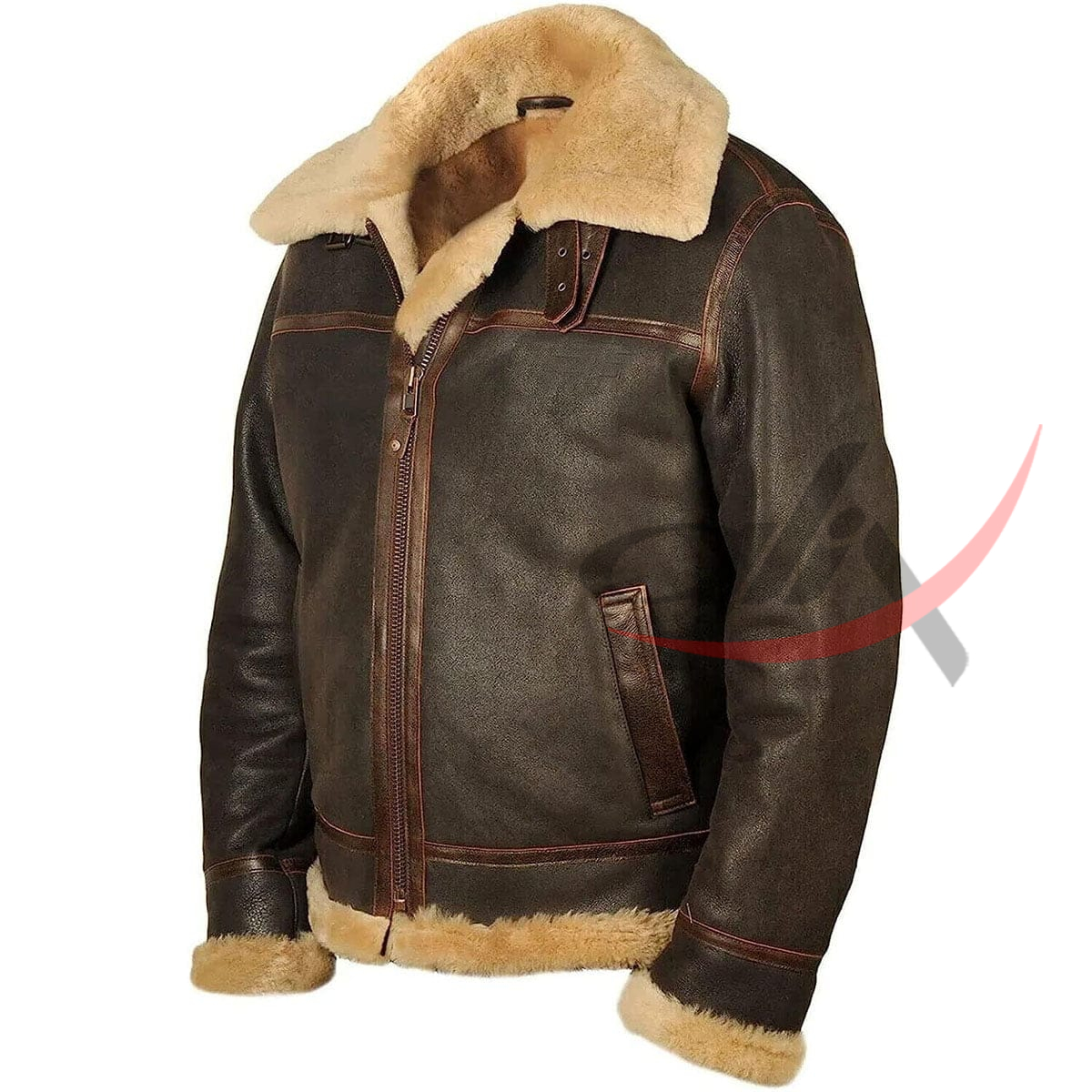 Leather Shearling Bomber Jacket
