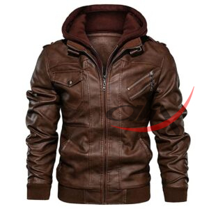 Fashion Leather Jacket Detachable Hood