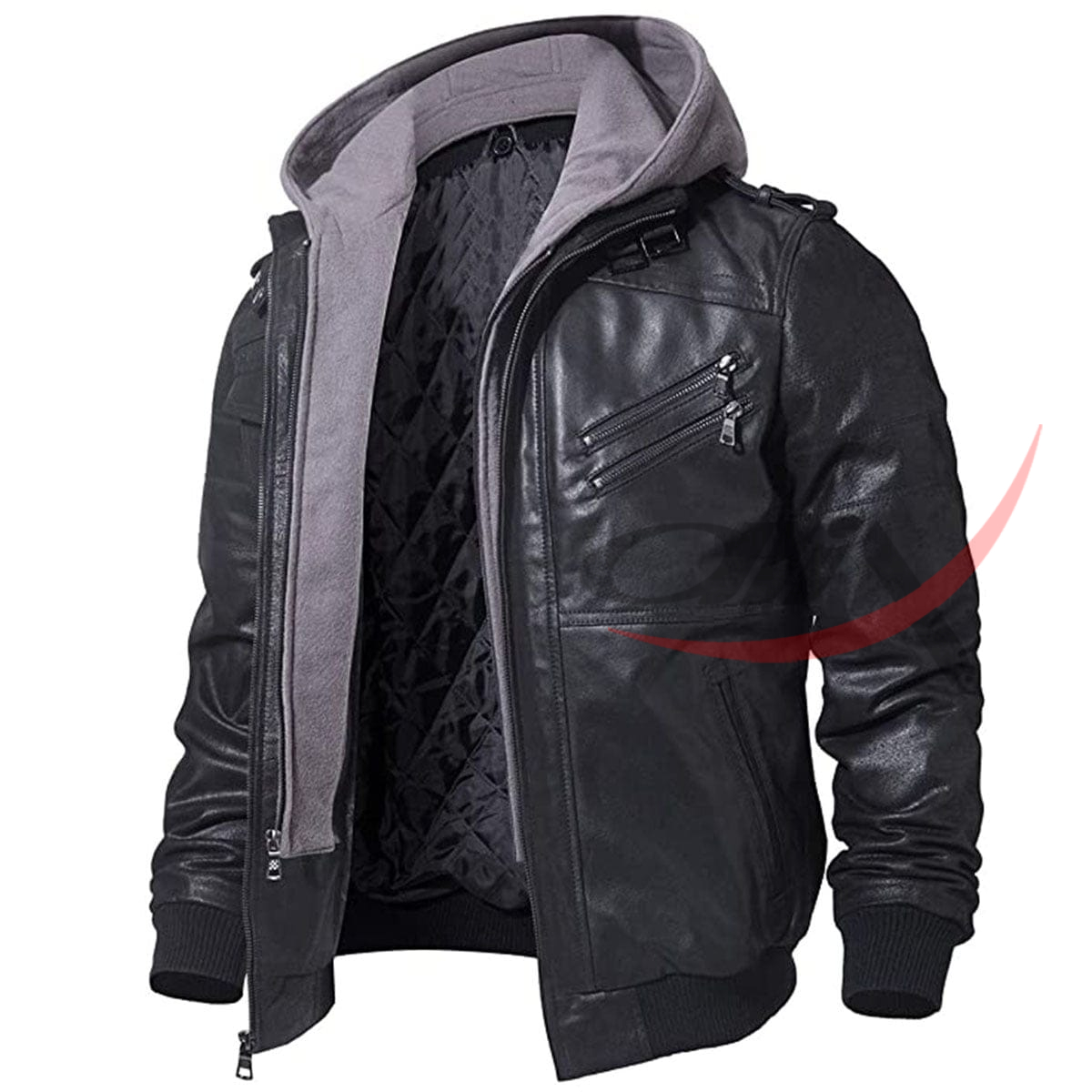 Biker Hooded Leather Jacket