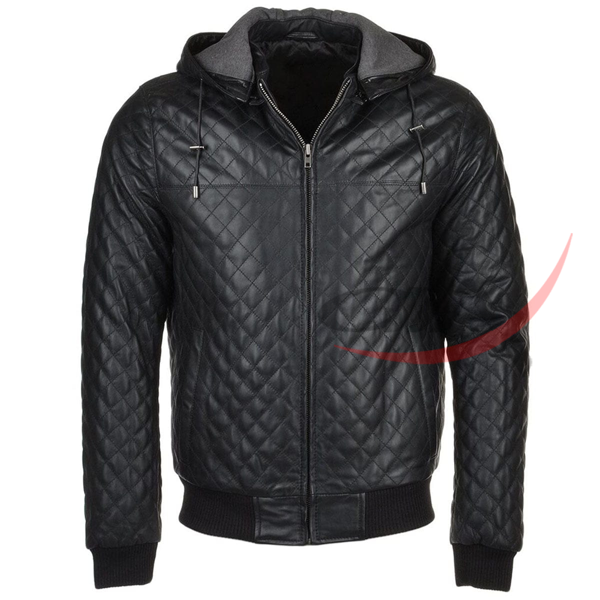 Black Real Leather Bomber Jacket