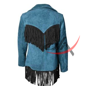 Women's Western Jacket Blue Suede - Image 2