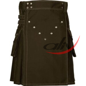 Brown Cotton Utility Kilt