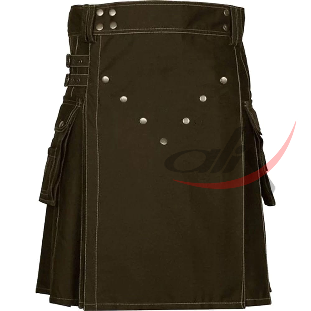 Brown Cotton Utility Kilt
