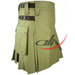 Olive Green Utility Cotton Kilt