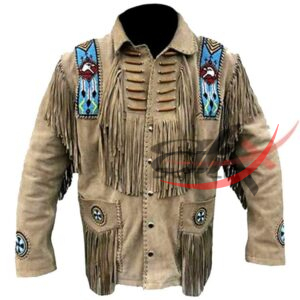 Cowboy Fringed Bone & Beaded Jacket