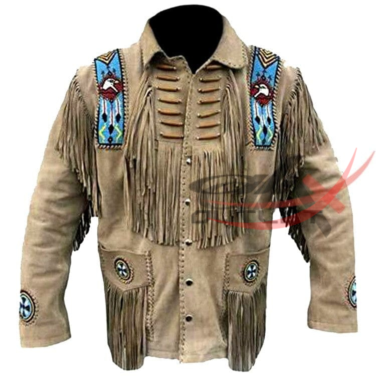 Cowboy Fringed Bone & Beaded Jacket