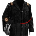 Western Leather Suede Jacket Fringed