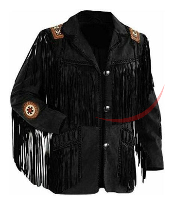 Western Leather Suede Jacket Fringed