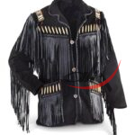 Men's Cowboy Suede Jacket Fringed & Bone Work