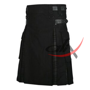 Hybrid Black Cotton & Gray Watch Kilt Utility - Image 3