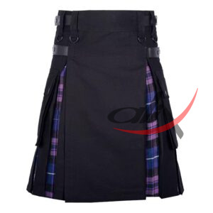 Hybrid Kilt Black Cotton & Pride of Scotland