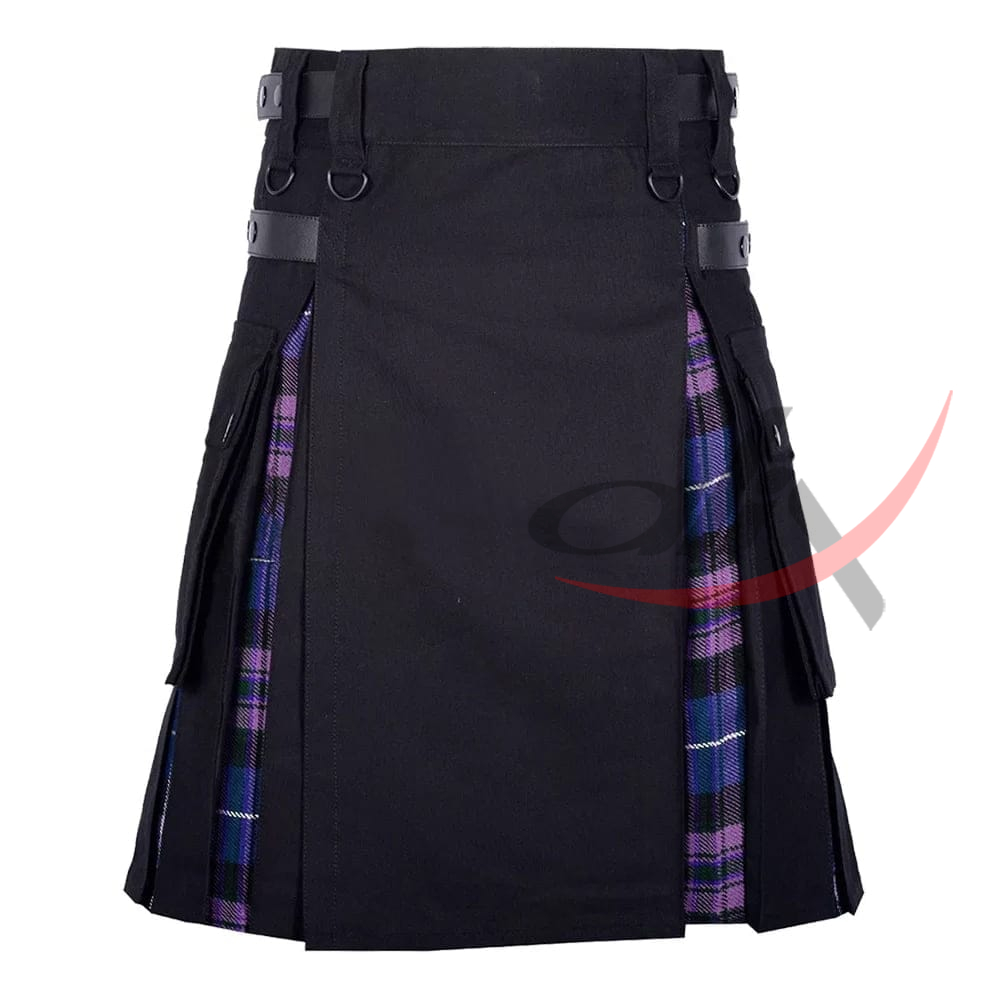 Hybrid Kilt Black Cotton & Pride of Scotland