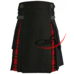 Hybrid Kilt Black Cotton & Wallace Tartan Utility