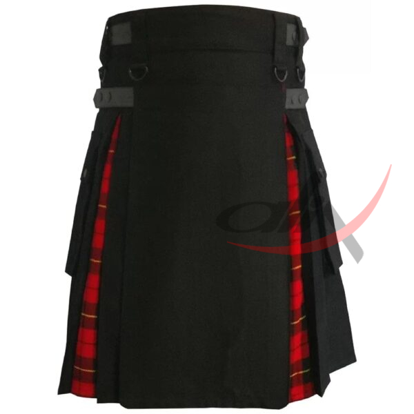 Hybrid Kilt Black Cotton & Wallace Tartan Utility