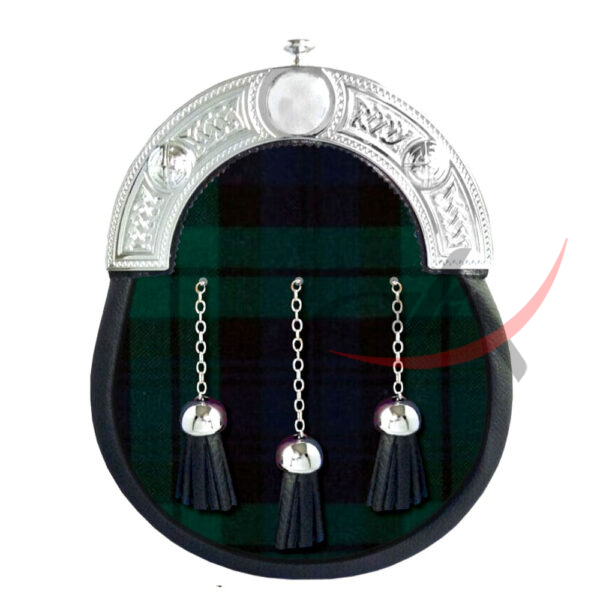 Black-Watch-Tartan-Sporran Leather Sporran Black Watch Tartan