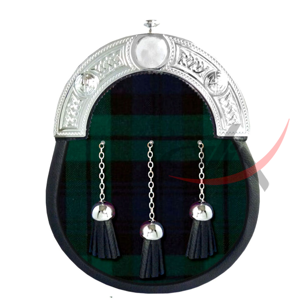 Leather Sporran Black Watch Tartan