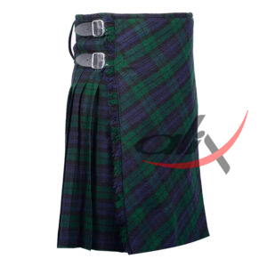 Bias Cut Black Watch Tartan 8-Yard Scottish Kilt with Apron - Image 2