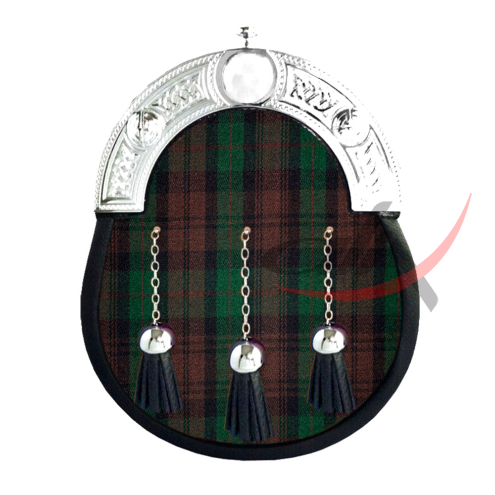 Brown Watch Tartan Full Dress Leather Sporran