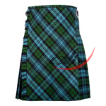 Bias Cut Campbell Ancient Tartan 8-Yard Scottish Kilt with Apron