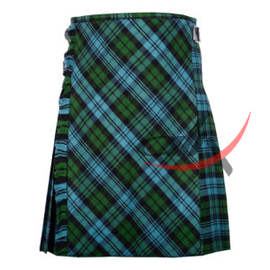 Bias Cut Campbell Ancient Tartan 8-Yard Scottish Kilt with Apron