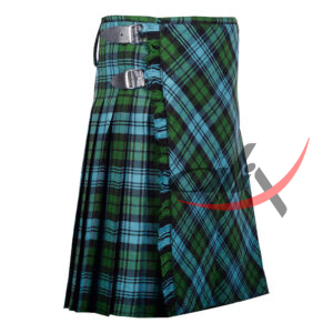 Bias Cut Campbell Ancient Tartan 8-Yard Scottish Kilt with Apron - Image 2